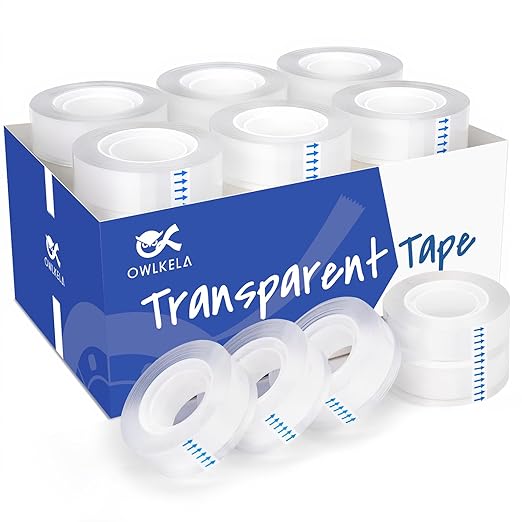 OWLKELA 30 Rolls Transparent Tape Refills, Clear Tape, All-Purpose Transparent Glossy Tape for Office, Home, School