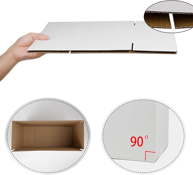 12x8x5 Inches Shipping Boxes, White Corrugated Cardboard Boxes for Small Bussiness, 25 Pack