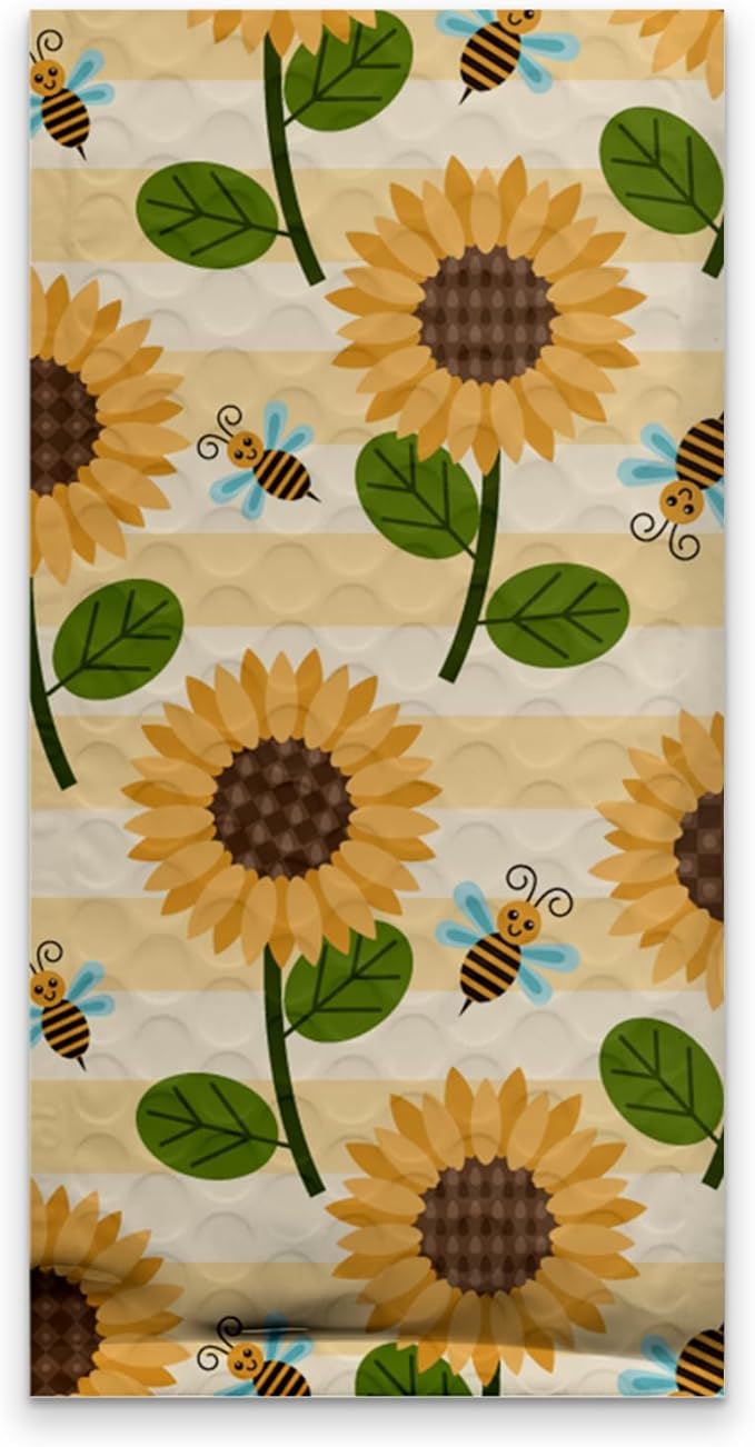 4x8 (20pcs) Sunflowers and Bees Designer Self Seal Poly Bubble Mailers Shipping Envelopes Padded Bags