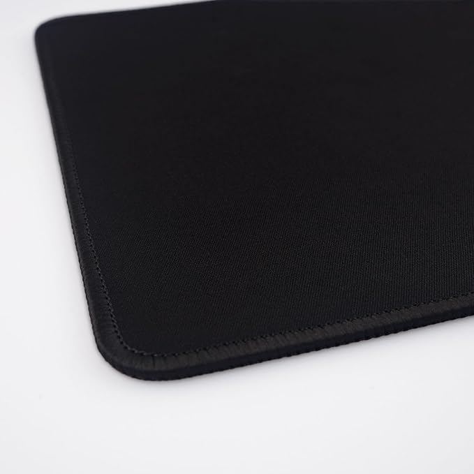 Mouse Pad with Stitched Edges - Classic Black Mousepad for Women, 9.25 x 7.75 inch Washable Square Desk Pad, Non-Slip Rubber Base, Office Home Laptop Accessories - Classic Black