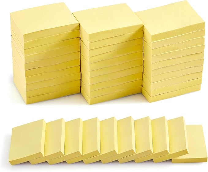 (40 Pads) Sticky Notes 1.5x2 in,Classic Yellow Post Self Stick Pad Its, Clean Removal Sticky Pads Bulk for Office, Home, School,Teachers, Meeting, Notebooks