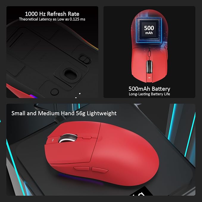AJ139 V2 MC Wireless Gaming Mouse 2.4G Wired/Bluetooth | RGB Magnetic Charging Dock | Lightweight Design | 12K DPI | 500mAh Battery | PAW3311 Sensor | 5 Programmable Buttons, Compatible with PC/Mac