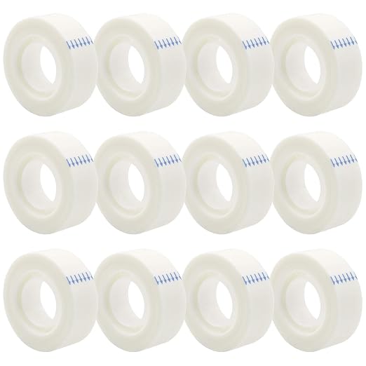 OWLKELA 12 Rolls Matte Adhesive Tape, 0.7" x 1000" | Foggy Translucent, Invisible Tape, Compatible with Standard Tape Dispenser, Office, Ideal for Home & School