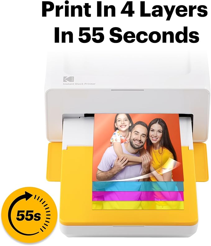KODAK Dock Plus 4x6'' Photo Printer, 50 Sheets, Docking & Bluetooth Smartphone Printer for iPhone & Android, Instant Color Prints, 4PASS Dye Sublimation