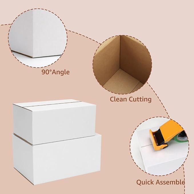 Hoikwo 30 Packs Small Shipping Boxes Mixed Sizes | 15 PCS Each of 10x7x5 and 9x6x4, White Corrugated Cardboard Box for Small Business Packaging and Mailing