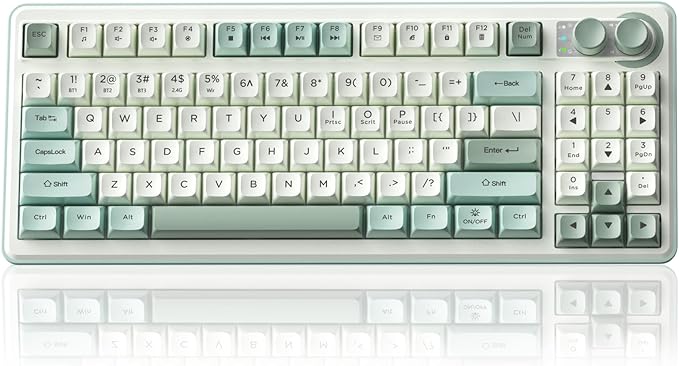 SOLAKAKA SK90-75% Wireless Keyboard, Cute Creamy Gaming Keyboard with Number Pad, Tri-Mode BT5.0/2.4G/USB-C, Media Knob, RGB Backlit, Quiet Keys Silent Office Keyboards for PC MAC