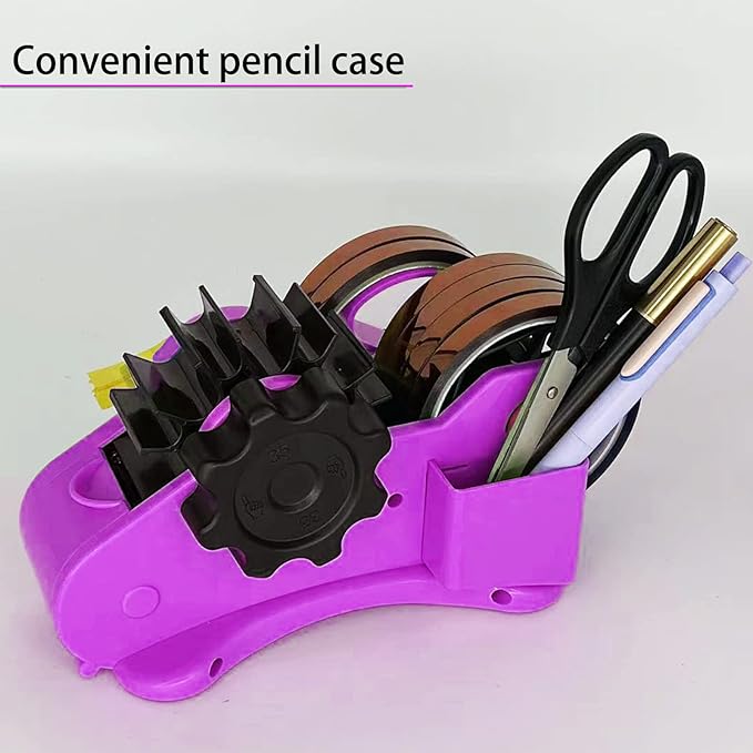 Purple Heat Tape Dispenser- Multiple Roll Cut Heat Tape Dispenser 1" & 3" Core Double Reel Cores Sublimation for Heat Transfer Tape,Semi-Automatic Tape Dispenser with Compartment Slots