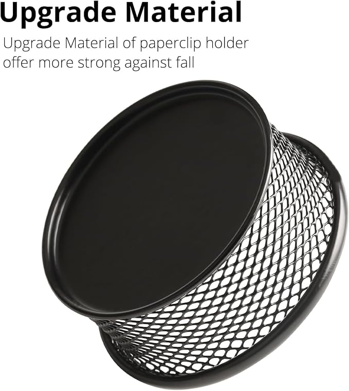FUCDTEFC Paper Clip Holder, Paperclip Holders for Desk, Mesh Paper Clip Holder for Desk Binder Wire Mesh Bowls, Paper Clip Dispenser Organizer for Holding Small Parts Office Accessories Black 4 Pack | Binder Wire Mesh Bowls, Paper Clip Dispenser Organi...