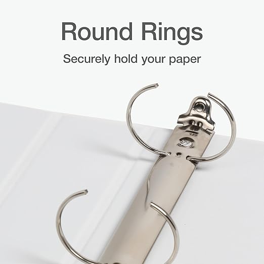 Oxford Ring Binders,1.5" Round Ring Binders,View Binder,Covers on 3 Sides,XtraLife Hinge,Non-Stick,PVC-Free,White,350 Sheet Capacity (1002547),(Pack of 12)