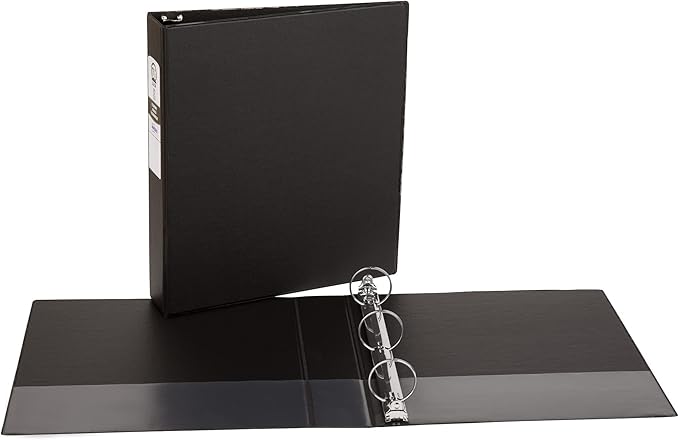 Avery Standard 3 Ring Binder, 2" Round Rings, 375-Sheet Capacity, 2.8 Inch Wide Spine, 1 Black Binder, Ideal for Lightweight Organization and Occasional Referencing (03501)