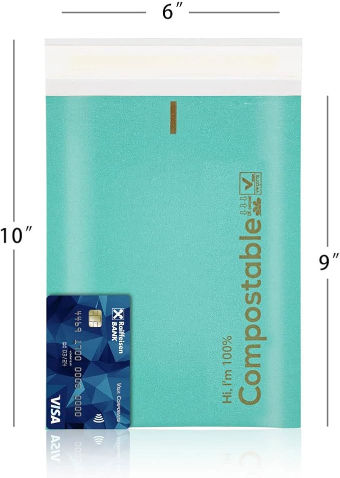 6x10 100% Biodegradable Bubble Mailers,25 Count Teal #0 Compostable Padded Packaging Wrap Envelopes Pouches Eco Friendly Self Seal Bags