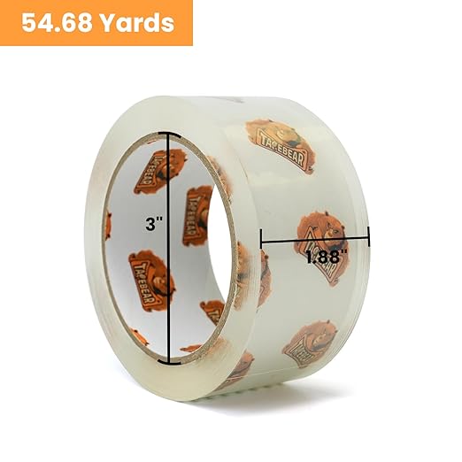 TAPEBEAR Storage Packaging Tape 36 Rolls, Super Clear 2.7mil x 1.88" x 55 Yards Packing Tape Heavy Duty Tape Refills, Transparent, Long Lasting for Storage and Packing, 1980 Total Yards