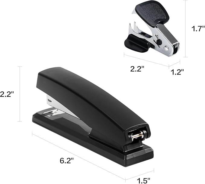 Deli Stapler, 12 Pack Staplers, 12000 Staples and 12 Staple Removers, Black | Staplers for Desk, 25 Sheet Capacity