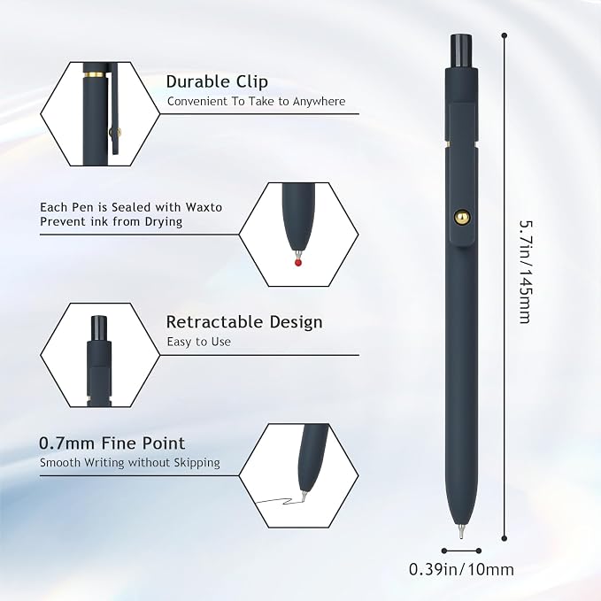 Ddaowanx Gel Pens,6 Pcs 0.7mm Retractable Quick Dry Black Ink Pens | Fine Point Smooth Writing Pens for Teachers,Cute Stationery Office&School Supplies,Stocking Stuffers,Gifts for Women Man