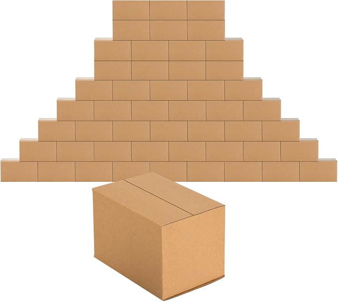Edenseelake 50 Pack 6x4x4 inches Shipping Boxes Corrugated Cardboard Boxes for Packing, Moving, Mailing, Brown