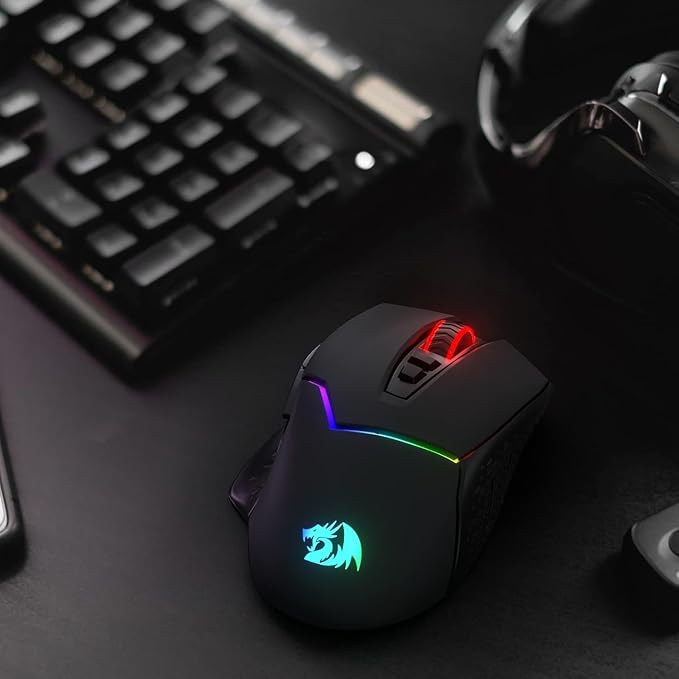 Redragon M690 PRO Wireless RGB Gaming Mouse 8000 DPI Remapping Keys | Cable-Free 0 Delay, Rapid-Fire Macro Keybinds, Vibing Backlight, Ergonomic Grip Body Comfort