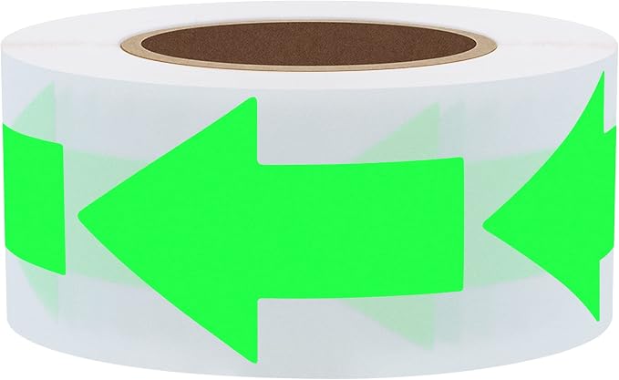 Hybsk Arrow Stickers Bright Eye-Catching Versatile Arrow Signs for Office Marking Plans Total 500 Labels Per Roll (Fluorescence Green)