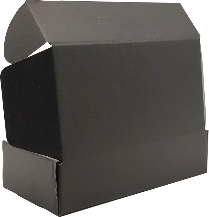 7x5x2 Shipping Boxes Set of 25, Black Mailer Corrugated Cardboard Box | for Packaging, Literature, Packing, Mailing, Storage, Small Business, Moving, Gift, Supplies, Quick Fold, Tab Locking