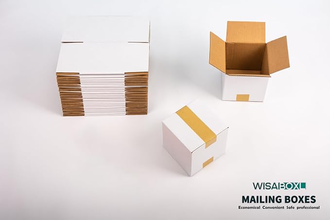 4x4x4 inch White Small Shipping Boxes, 25 Pack | 4 x 4 Mini Boxes, 4" Corrugated Cardboard Box for Mailing, Packing, Moving, Storage