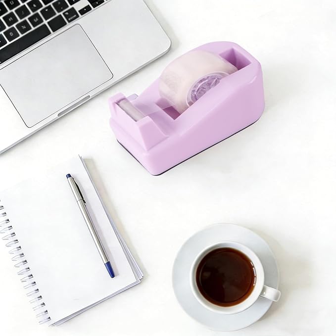 Desktop Tape Dispenser with Nonskid Base,Includes 12Rolls of Tape | [Purple] [Transparent Tape (0.71” x 1000” Per Roll)] [Heavy-Duty Non-Slip Office Tape Dispenser for Home, Office]