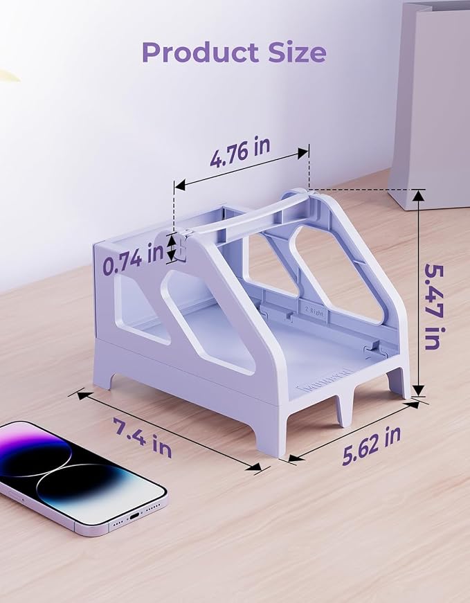 MUNBYN Label Holder for Rolls and Fan-Fold Labels, Purple | Thermal Sticker Roll Holder, Desktop Thermal Printer, Shipping Supplies Industrial Paper
