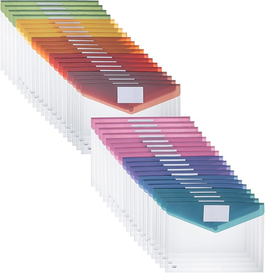 Mr. Pen- Clear Plastic Envelopes, 40 Pack, A4, Letter Size, Colorful, Clear Folders for Documents Plastic Envelopes for Documents