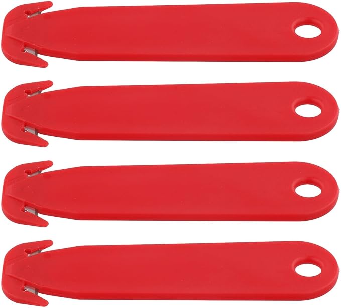 Double-Edged Safety Box Cutter for multi Tool with Stainless Steel Blade and Plastic Handle for Office Home Warehouse Dorm Room Package Opening Red Black 4 Pack Utility (4pcs red)