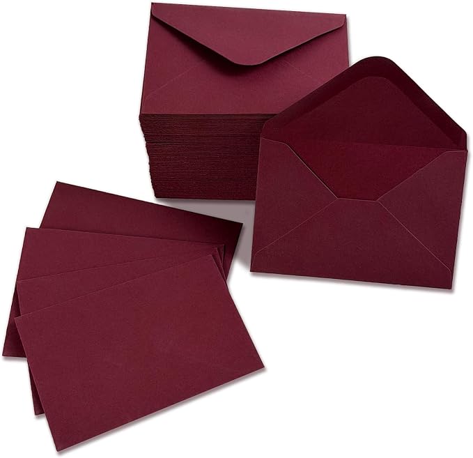 150 Packs of Gift Card Envelopes, Mini Envelopes, Gift Card Holder, Business Card Envelopes (4"x2.75") (Burgundy red)