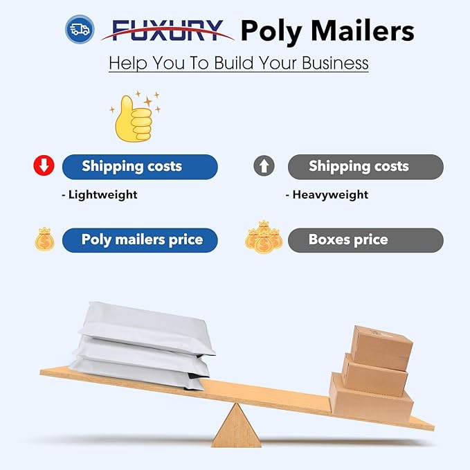Fuxury 2000 Pcs 10x13" Poly Mailers,Waterproof Mailing Envelopes for Clothing, Strong Adhesive Poly Shipping Postage Bags for Small Business(White)