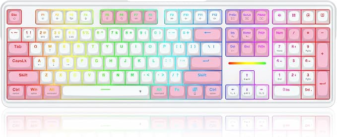Redragon K745 PRO Wireless 108-Key Gasket RGB Gaming Keyboard, 4 Hotkeys | Extra Shortcut Keys, 0-Delay Tri-Mode, Cushioned Noise Dampening for Creamy Thocky Sound, Unfaded PBT Keycaps, PRO Software