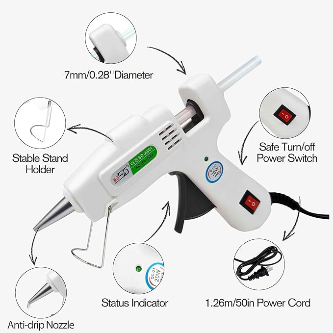 Hot Glue Gun Kit with 30 Glue Sticks, Fast Preheating Hot Melt, High Temp for School Crafts DIY Arts and Quick Home Repairs (20w)