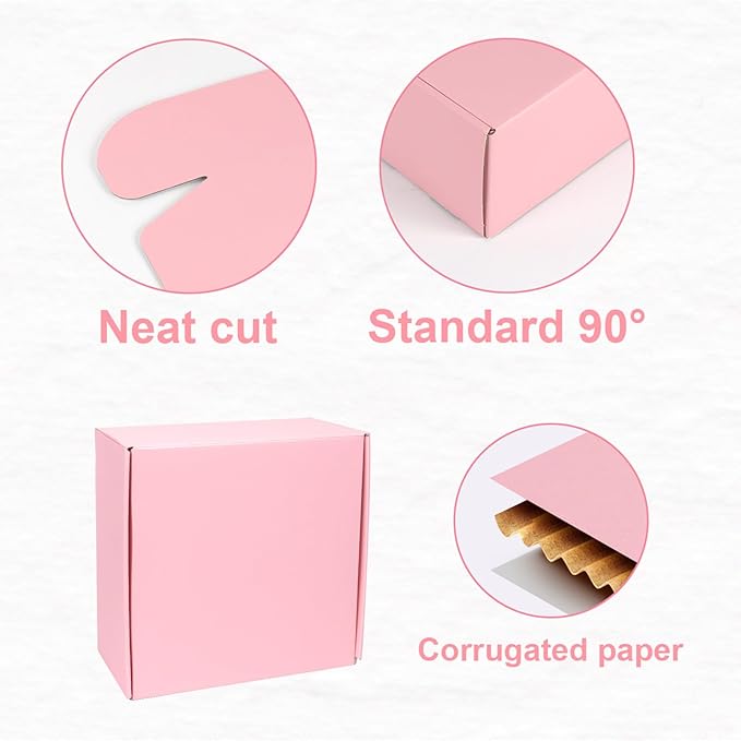 8x8x4 Inch Pink Shipping Boxes Small 30 Pack, Mailer Boxes for Packaging Small Business Supplies, Cardboard Boxes for Packaging, Packing Boxes