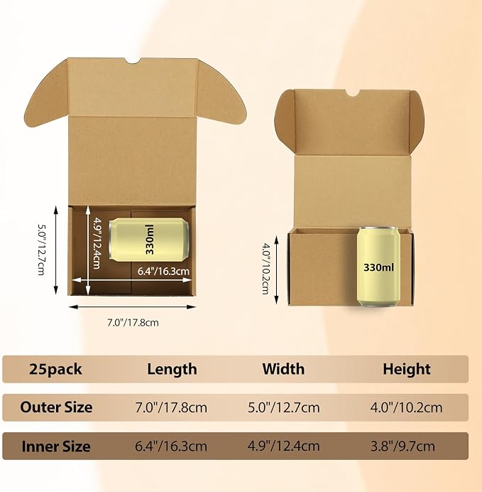 RLAVBL 7x5x4 Shipping Boxes Set of 25, Brown Corrugated Cardboard Box for Packing, Mailing, Business