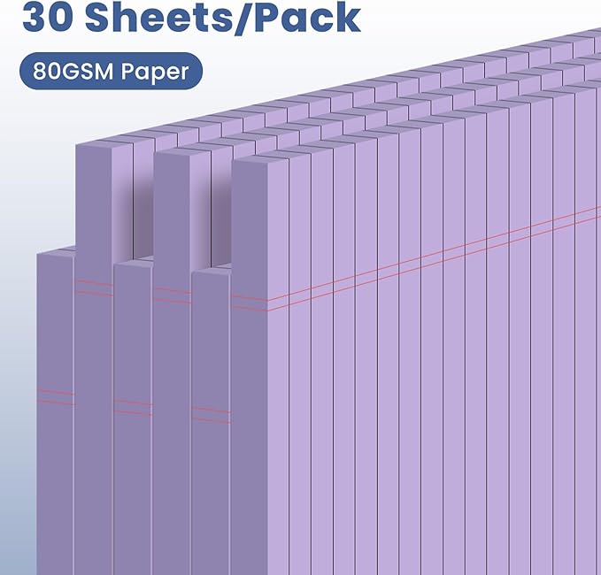 6pcs Small Note Pads, Purple Notepads 5x8 College Ruled Notebook, Writing Pads 5 x 8, Legal Pads, Pad Paper Perforate Notebooks for Work, Message, School, Office Supplies,30 Sheets/Pack