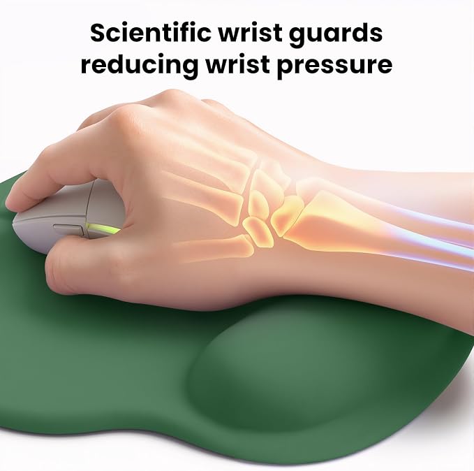 Mouse pad with Wrist Rest,Relieving Pain Memory Foam Computer pad, Ergonomic Desktop Mouse, Silicone Material Mouse pad, with Non-Slip PU Base (Green)