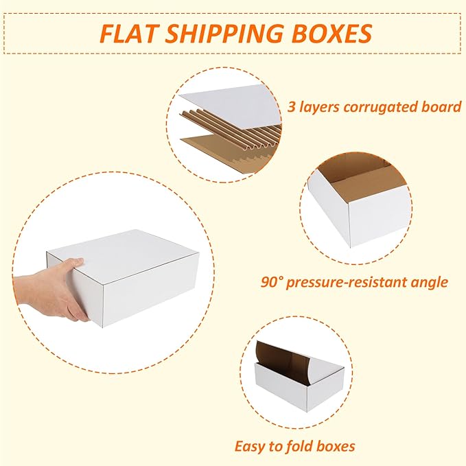 HORLIMER 12x9x4 Shipping Boxes Set of 25, White Corrugated Cardboard Mailer Box for Packing Small Business