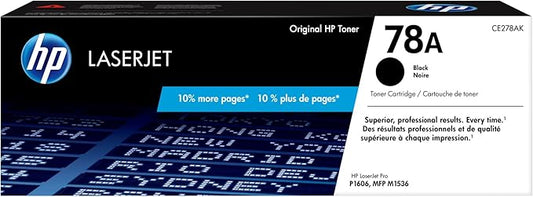 HP 78A Black Toner Cartridge | Works Laserjet Pro P1566, P1606 Series, Laserjet Pro MFP M1536 Series | CE278A