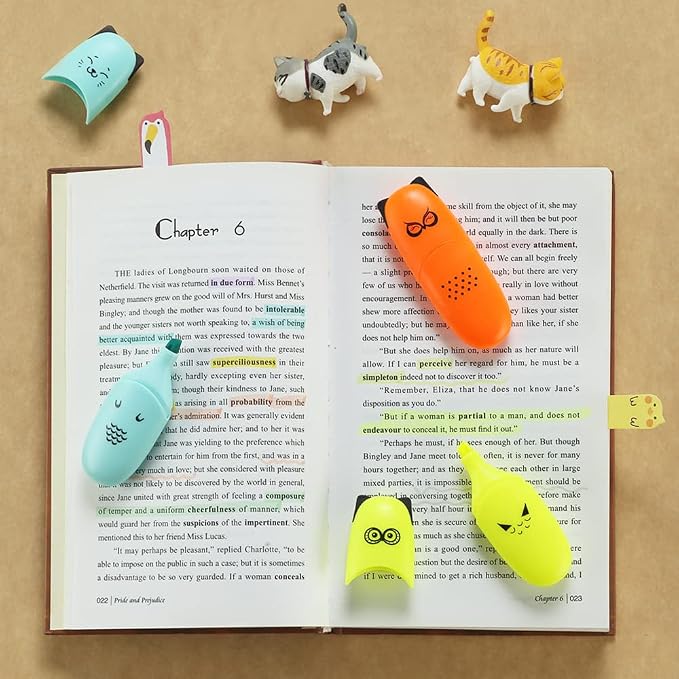 enlegend 6 pieces Cute highlighters Bird Design Kawaii Stuffs Mini Highlighters Pen Neon Color Chisel Tip Gift Highlighter Marker - stocking stuffers - gift for kids