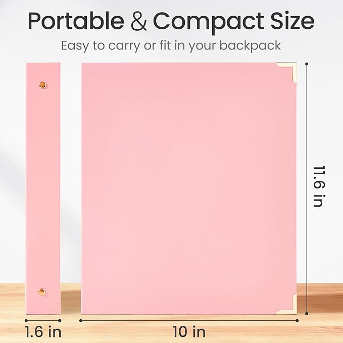 Sooez 3 Ring Binder 1 Inch with Foil Stamping & Metal Corner, Letter Size | Aesthetic Three Ring Binder, 175 Sheets, Fits 8.5" x 11" / A4 Paper, Interior Pocket, School Home Office Wedding Recipes