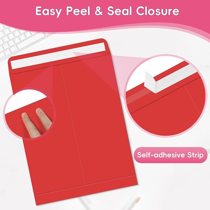 25 Pack Colored Mailing Envelopes, 9 x 12 Inches Self-Seal Colorful Manilla Envelopes for Mailing, Organize, storage, Home, Office Business