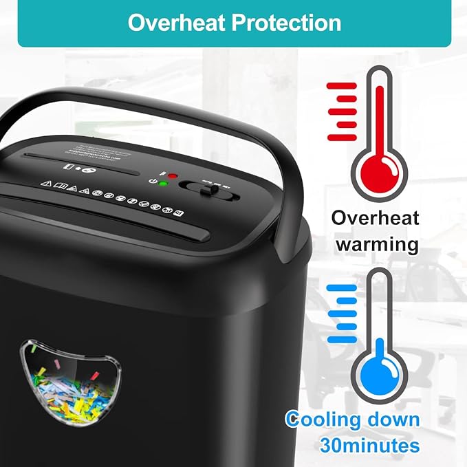 14 Sheet Cross Cut Paper Shredder, Heavy Duty Home Office Shredder with 6.6 Gallon Basket, P-4 Security Level, Jam Proof Design for Home and Office