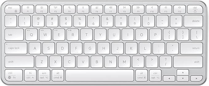 Satechi Slim EX1 Wireless Keyboard, Compact Keyboard for Mac, Windows, Android, Multi-Device 4-in-1 Connectivity (3X Bluetooth + 2.4GHz), Instant OS Remap, USB-C Rechargeable Battery, Silver