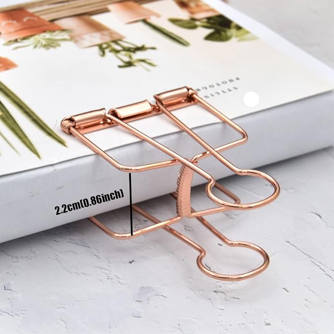 Extra Large Binder Clips 2 Inch, Big Paper Clamps Rose Gold for Office School Supplies (15Pcs)