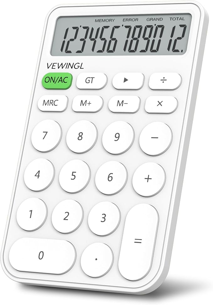 VEWINGL Standard Calculator, 12 Digit Large Display Desktop Calculator with Big Buttons for Office, School, Home & Business