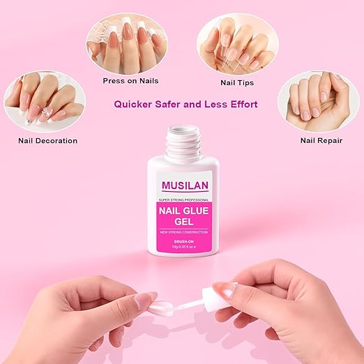 New Upgrade Nail Glue and Glue Remover Kit,Super Strong Nail Gel for Press On Acrylic Nails Tips and Quickly Nail Removes for Long Lasting Fake Acrylic Gel Kit