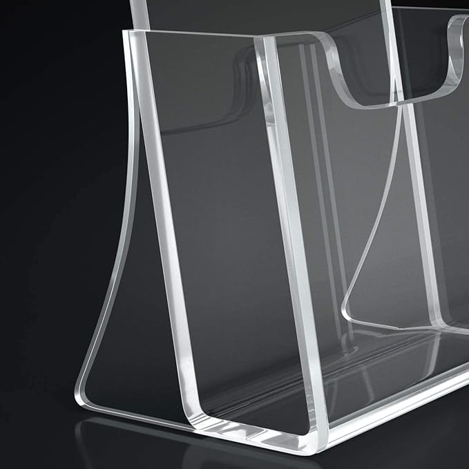 HIIMIEI Brochure Holder 8.5 x 11 inches, Acrylic Flyer Holder with 2 Pack, Plastic Stands for Displaying Magazines, Pamphlets, Literature, Brochures, Booklets, Menu
