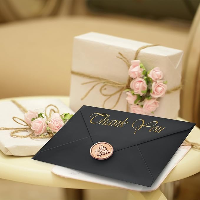 50 Pack 5x7 Envelopes Letter Size, Black A7 Envelopes Self Seal for Wedding Invitation, Envelope 5.4x7.6 for Greeting Cards, Photos, Baby Shower, Graduation, Thank You Cards, Announcements