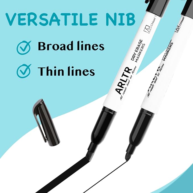 ARLTR Dry Erase Markers Bulk, 108 Count, Black, Chisel Tip | Low Odor Whiteboard Markers for Office Home