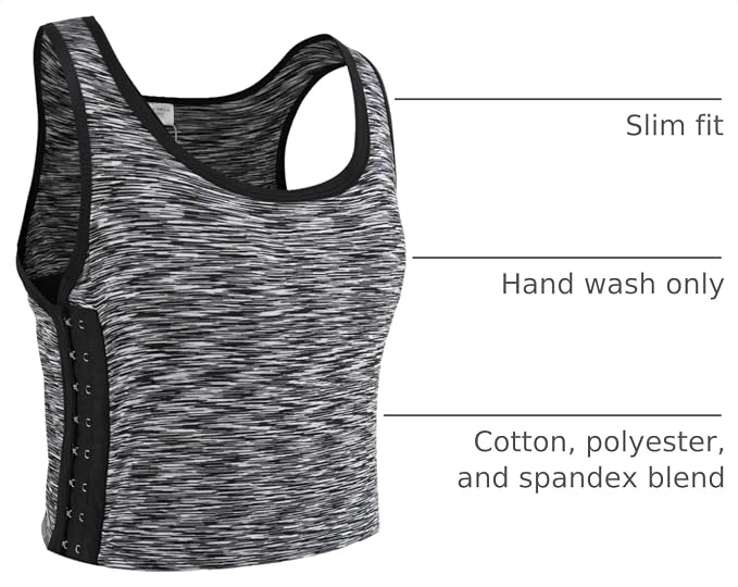 XUJI Transgender FTM Breathable Cotton Elastic Band Colors Chest Binder Tank Top (M-6XL)