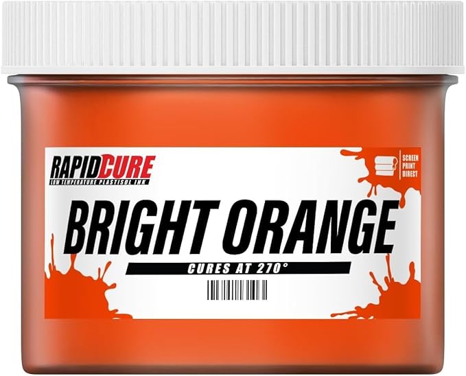 Rapid Cure® Screen Printing Ink Bright Orange - Plastisol Ink for Screen Printing, Fast Curing Fabric Paint - Screen Print Direct®, USA Made(5 Gallon - 640oz, Bright Orange)
